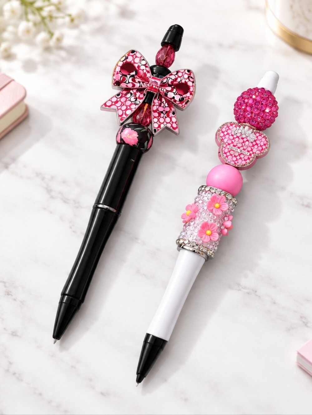 x2 Handcrafted Beaded Pens Design